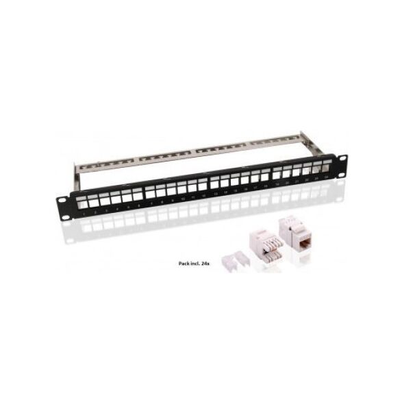 Goobay Zestaw panelu krosowego 19-calowego (48,3 cm) Keystone, 24 porty