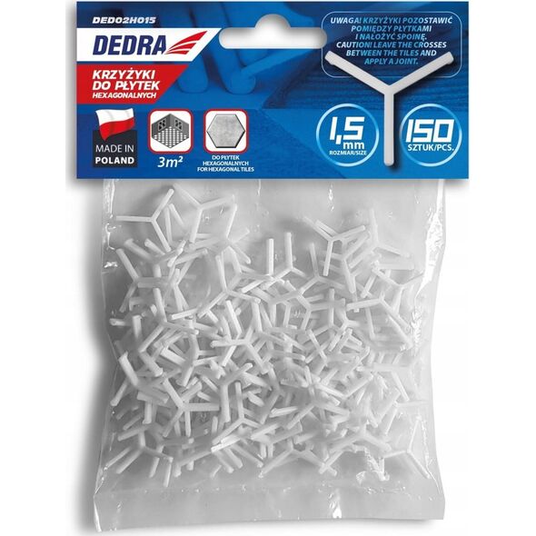 Dedra Krzyżyki do płytek hexagonalnych 1,5mm 150 szt.