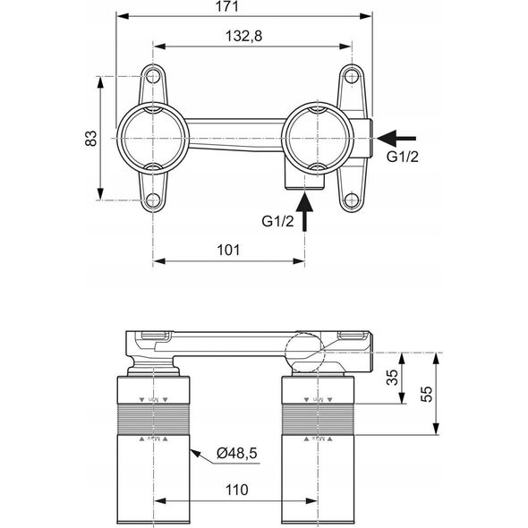Bateria umywalkowa Ideal Standard Concealed part for wall-mounted washbasin faucet Ideal Standard A1313NU
