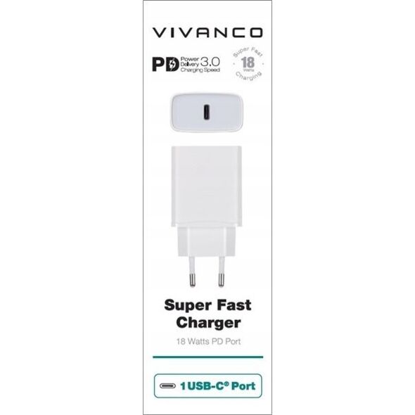 Zasilacz do laptopa Vivanco Vivanco FAST CHARGING 1XUSB-C PD 18W