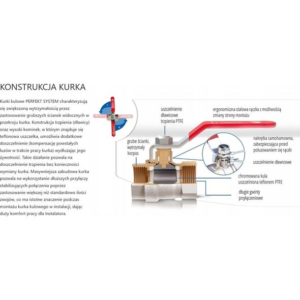Perfexim Zawór kulowy wodny WZ DN25 rączka niebieska wzmocniony PHA-003 G1 WZ PN30 N DN25 [6/60]