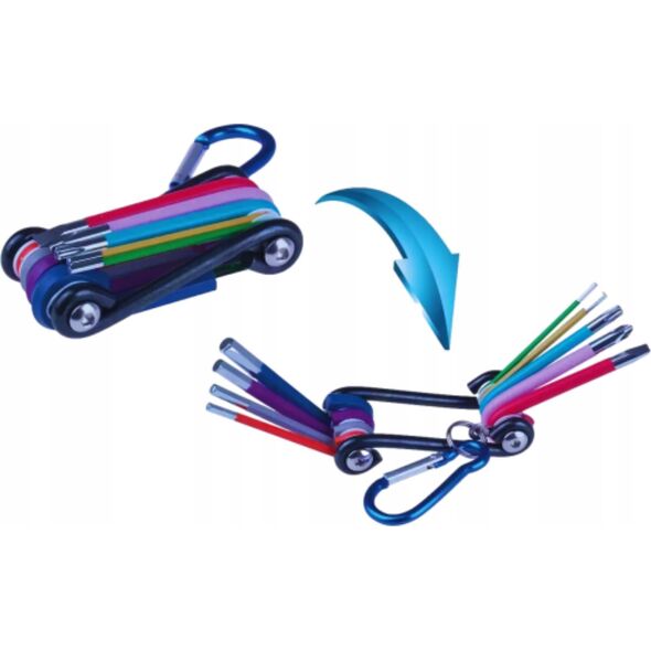 Dedra Multitool rowerowy zestaw 9szt, CRV, kolor, karabińczyk