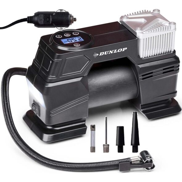 Kompresor samochodowy Dunlop KOMPRESOR SAMOCHODOWY DUNLOP 12V, 150 PSI Z ELEKTRONICZNYM MANOMETREM