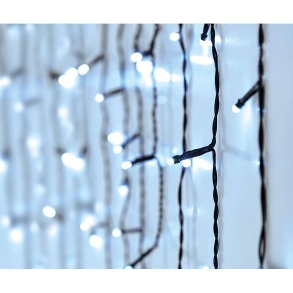 Koopman LAMPKI CHOINKOWE KURTYNA ŚWIETLNA ZEW 360 LED STEROWNIK TIMER ZIMNY BIAŁY KABEL ZIELONY