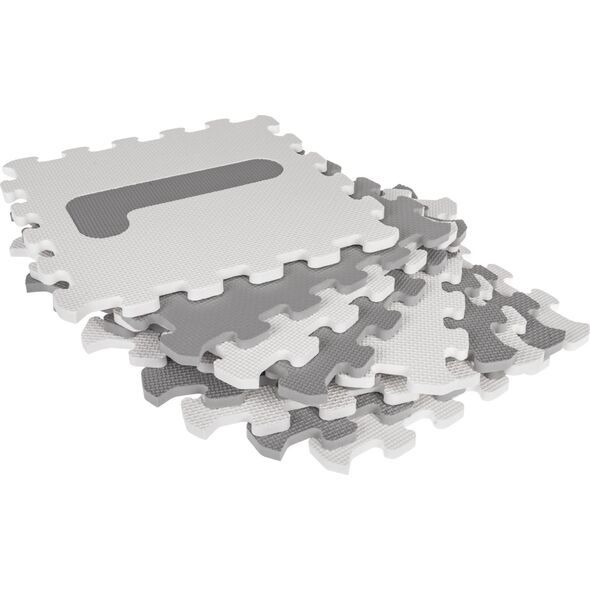 Mata biało-szara z 9 Puzzli dla dzieci 10m+ Wyjmowane cyfry litery + Pianka EVA + Powłoka antybakteryjna Ag+