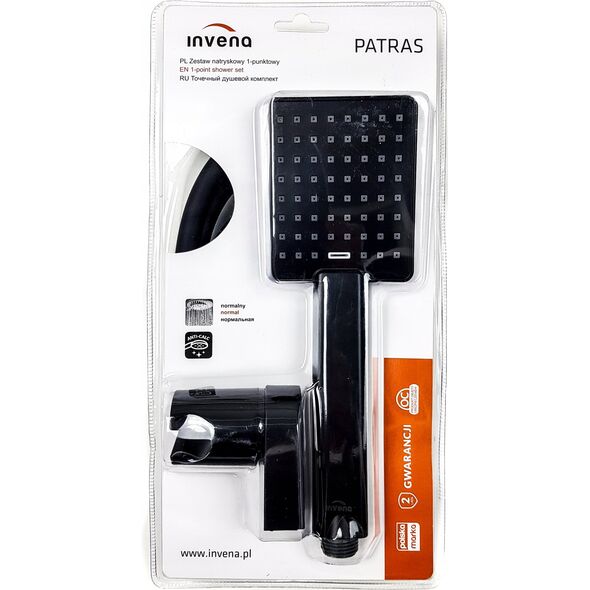 Invena ZESTAW NATRYSKOWY 1-PUNKTOWY PATRAS BLACK 1F
