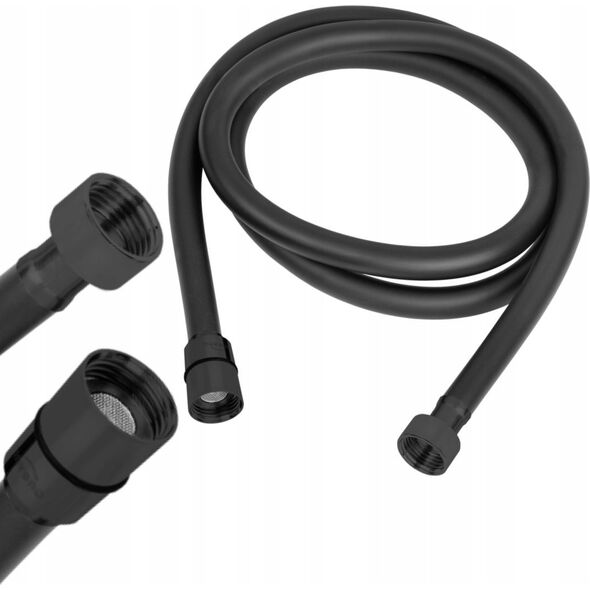 Wąż prysznicowy Invena Wąż Natryskowy 150 CM, DARK, CZARNY, PVC, ANTI-TWIST