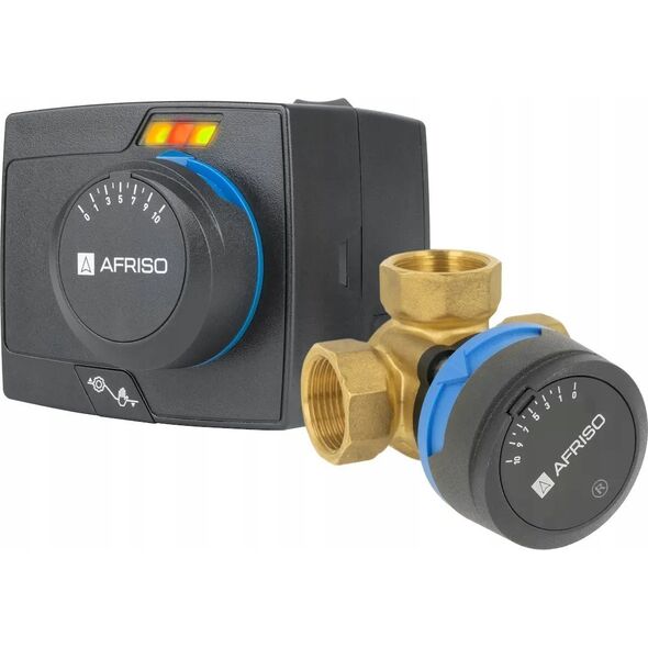 Afriso Zawór mieszający 3-drogowy obrotowy ARV 382 Vario ProClick + ARM 343 ProClick, DN20, Rp3/4", Kvs 3,5-9