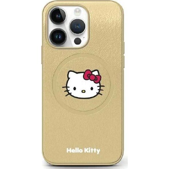 Sourcing Hello Kitty HKHMP14SPGHCKD iPhone 14 / 15 / 13 6.1" gold/gold hardcase Leather Kitty Head MagSafe