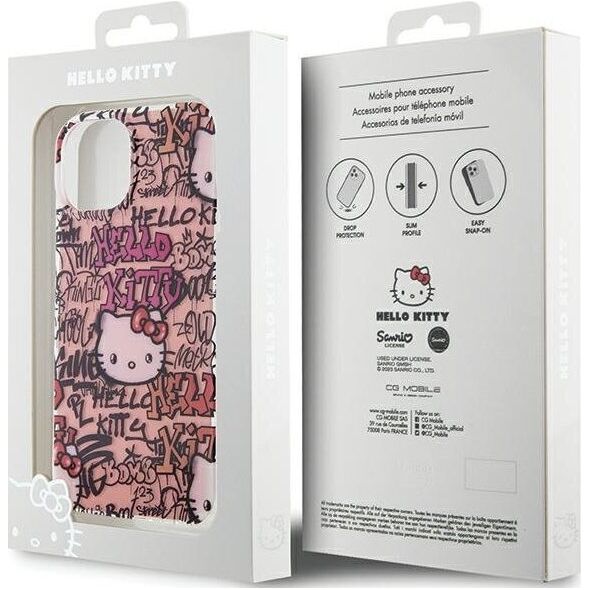 Sourcing Hello Kitty HKHCP15SHDGPTP iPhone 15 / 14 / 13 6.1" pink/pink hardcase IML Tags Graffiti