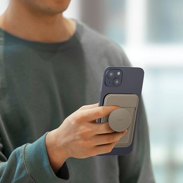 Podstawka Uniq UNIQ Flixa magnetyczny portfel na karty z podpórką szary/flint grey MagSafe