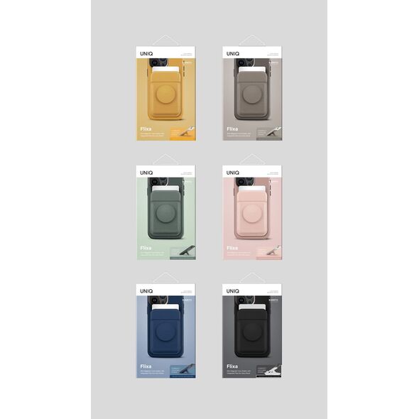 Podstawka Uniq UNIQ Flixa magnetyczny portfel na karty z podpórką szary/flint grey MagSafe