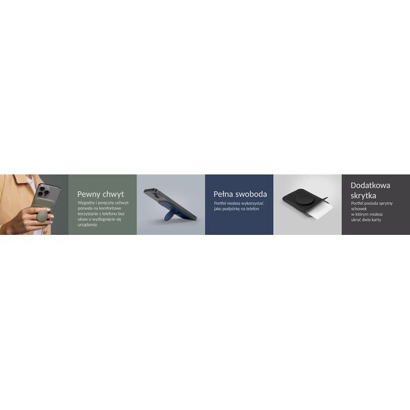 Podstawka Uniq UNIQ Flixa magnetyczny portfel na karty z podpórką szary/flint grey MagSafe