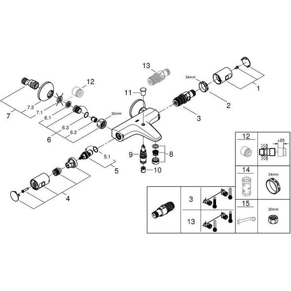 Bateria wannowa Grohe Bathroom faucet GROHE PRECISION START, thermostatic, water-saving, chrome, 34598000