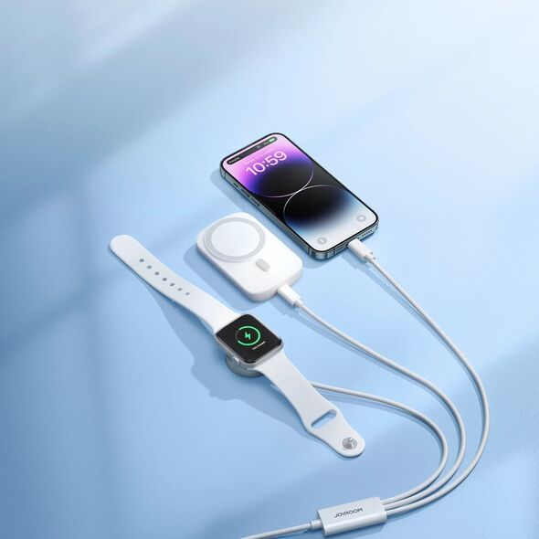 Joyroom Kabel 3w1 Joyroom S-IW008 USB-A / ładowarka magnetyczna, USB-C, Lightning 1.2m biały