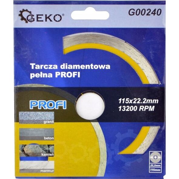 Geko Tarcza diam.115mm Pełna GEKO PROFI(100/200)