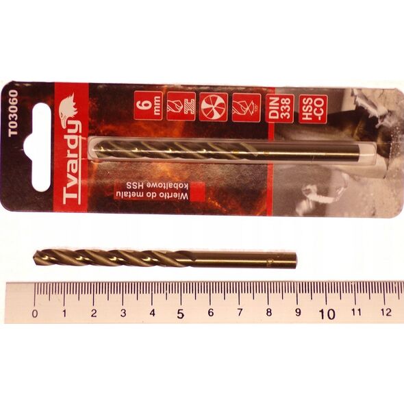 Wiertło Tvardy Wiertło do metalu kobaltowe HSS M35 6 mm (1/80/640)