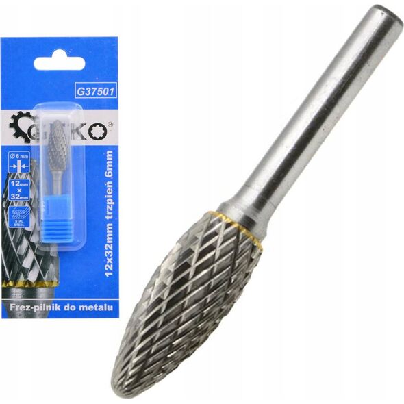 Geko Frez-pilnik do metalu z węglika wolframu 12x32mm trzpień 6mm (200)
