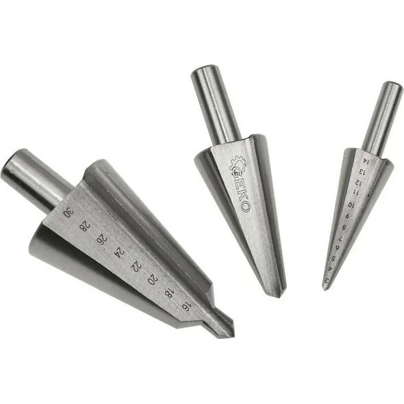 Wiertło Geko Zestaw wierteł bezstopniowych 3szt. 3-30mm (metal skrzynka) (50)