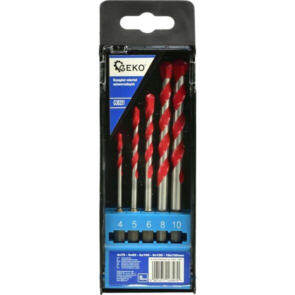 Wiertło Geko Kpl. wierteł uniwersalnych 5szt. 4-10mm (150)