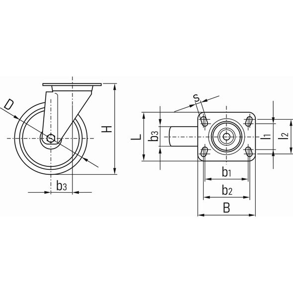 Geko Koło obrotowe 125mm PP (30)