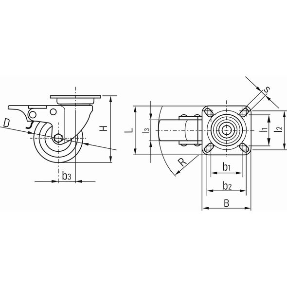 Geko Koło obrotowe z hamulcem 125mm PP (25)