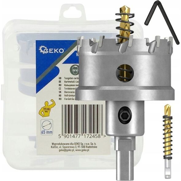 Geko Otwornica widiowa - koronka do metalu 65mm z wiertłem tytanowym (30)