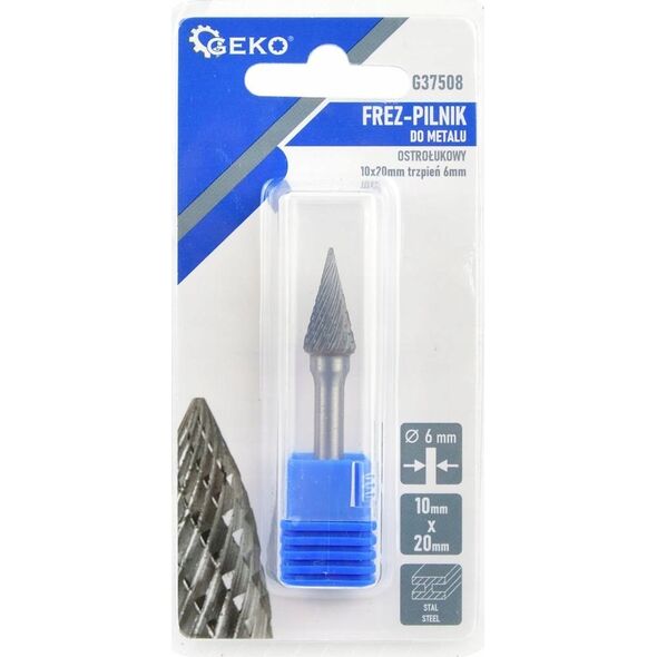 Geko Frez-pilnik do metalu 10x20mm trzpień 6mm (stożkowy) (200)