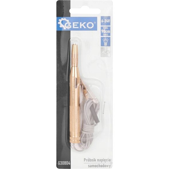 Geko Próbnik napięcia samochodowy metalowy 6-24V z przewodem 90cm (96)