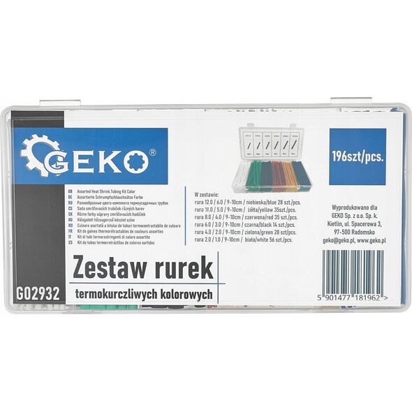 Geko Zestaw rurek termokurczliwych kolorowych 196szt. (100)