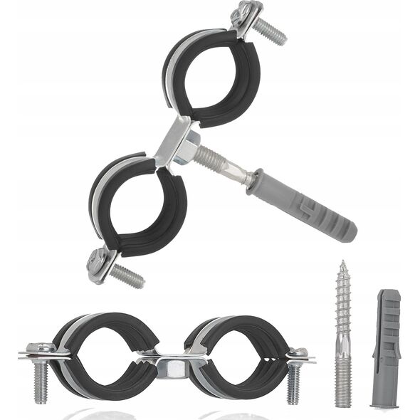 Geko Obejma metalowa z gumą do rur podwójna 3/4" 26-30mm (200)
