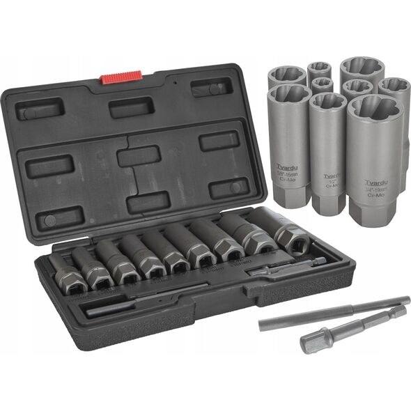 Tvardy Zestaw długich nasadek do urwanych śrub 11 el. 6-19mm CR-MO (10)