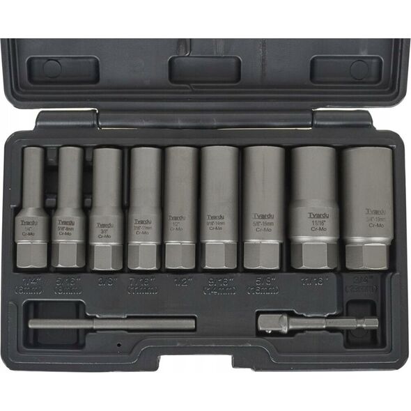 Tvardy Zestaw długich nasadek do urwanych śrub 11 el. 6-19mm CR-MO (10)