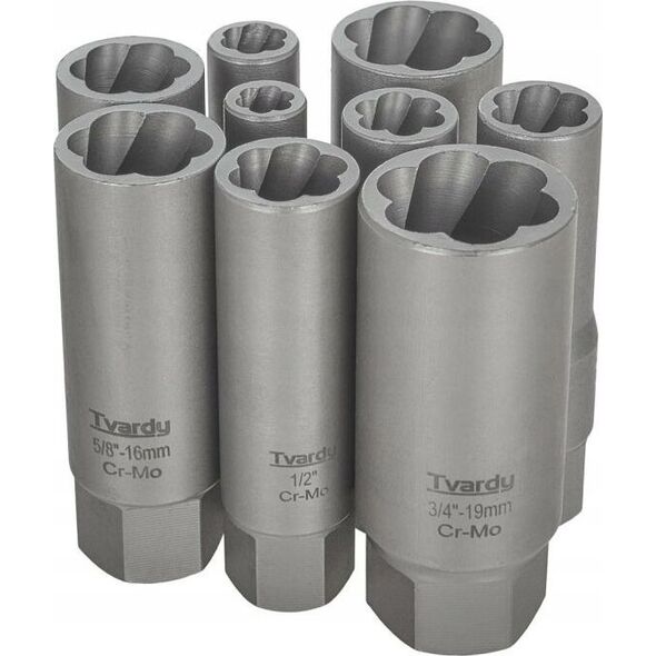 Tvardy Zestaw długich nasadek do urwanych śrub 11 el. 6-19mm CR-MO (10)
