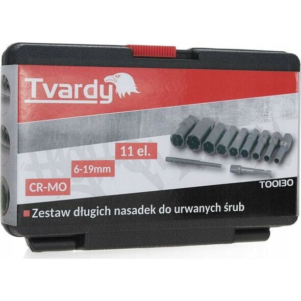 Tvardy Zestaw długich nasadek do urwanych śrub 11 el. 6-19mm CR-MO (10)