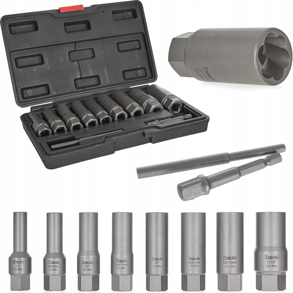 Tvardy Zestaw długich nasadek do urwanych śrub 11 el. 6-19mm CR-MO (10)