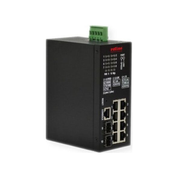 Switch Roline Przemysłowy przełącznik gigabitowy ROLINE, 10 portów, PoE+, inteligentnie zarządzany