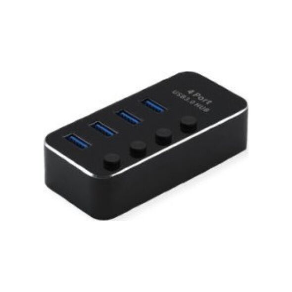 HUB USB Roline Koncentrator USB 3.2 Gen 1 do notebooków ROLINE, 4 porty, indywidualnie przełączane, czarny