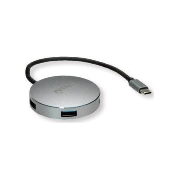 HUB USB Roline Koncentrator ROLINE USB 3.2 Gen 1, okrągły, 4-kierunkowy, kabel połączeniowy typu C