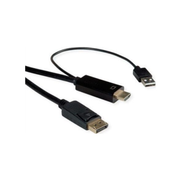 Kabel Roline ROLINE Kabel HDMI UltraHDTV - DisplayPort, M/M, czarny, 1 m