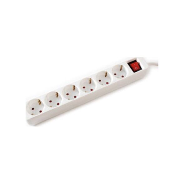Kabel zasilający Value VALUE 6-drożna listwa zasilająca z wyłącznikiem, biała, 3 m