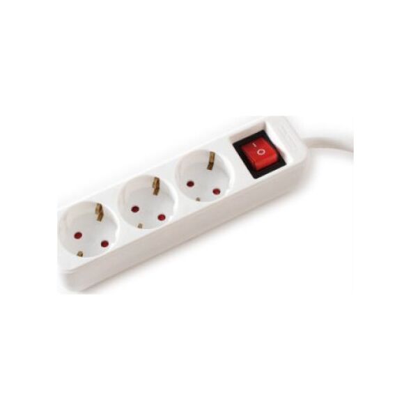 Kabel zasilający Value VALUE 3-drożna listwa zasilająca z wyłącznikiem, biała, 10 m