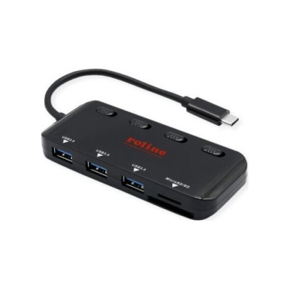 HUB USB Roline Koncentrator ROLINE USB 3.2 Gen 1, potrójny, kabel połączeniowy typu C