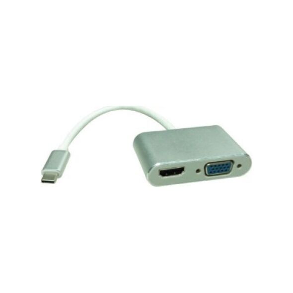 Adapter AV Roline ROLINE Display Adapter USB typu C - VGA + HDMI