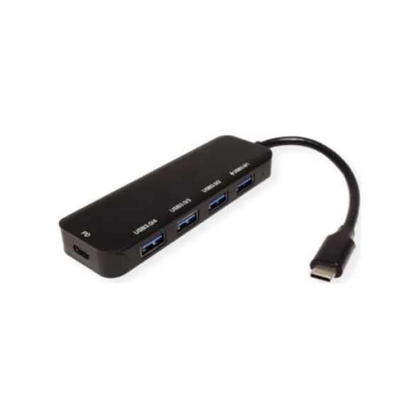 HUB USB Value VALUE Hub USB 3.2 Gen 1, 4-portowy, kabel połączeniowy typu C, z 1 portem PD