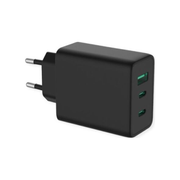 Kabel zasilający Value Ładowarka VALUE USB z wtyczką euro, 3-portowa (Typ-A, 2x Typ-C), 65W, GaN