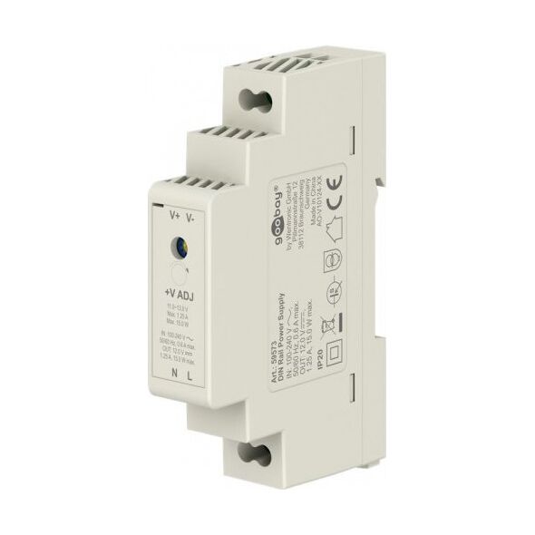 Kabel zasilający Goobay Zasilacz na szynę DIN 12 V, 1,25 A, 15 W