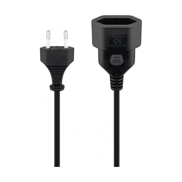 Kabel zasilający Goobay Przedłużacz z wtyczką Euro, 2 m, czarny - Długość kabla 2 m