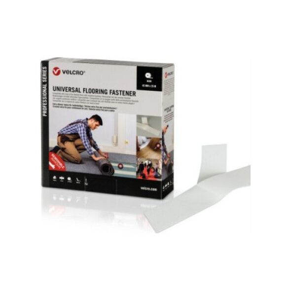 Velcro Uniwersalne zapięcie podłogowe VELCRO 25m Pasek z haczykiem 45mm biały