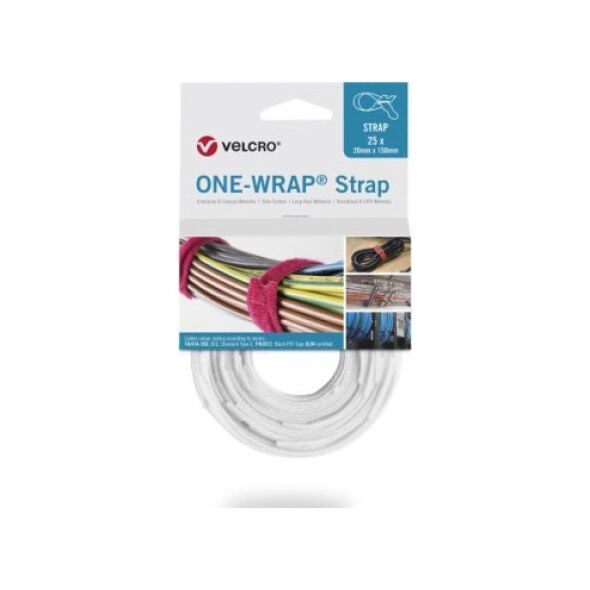 Velcro Taśma do wiązania VELCRO One Wrap 20 mm x 150 mm, 25 sztuk, biała